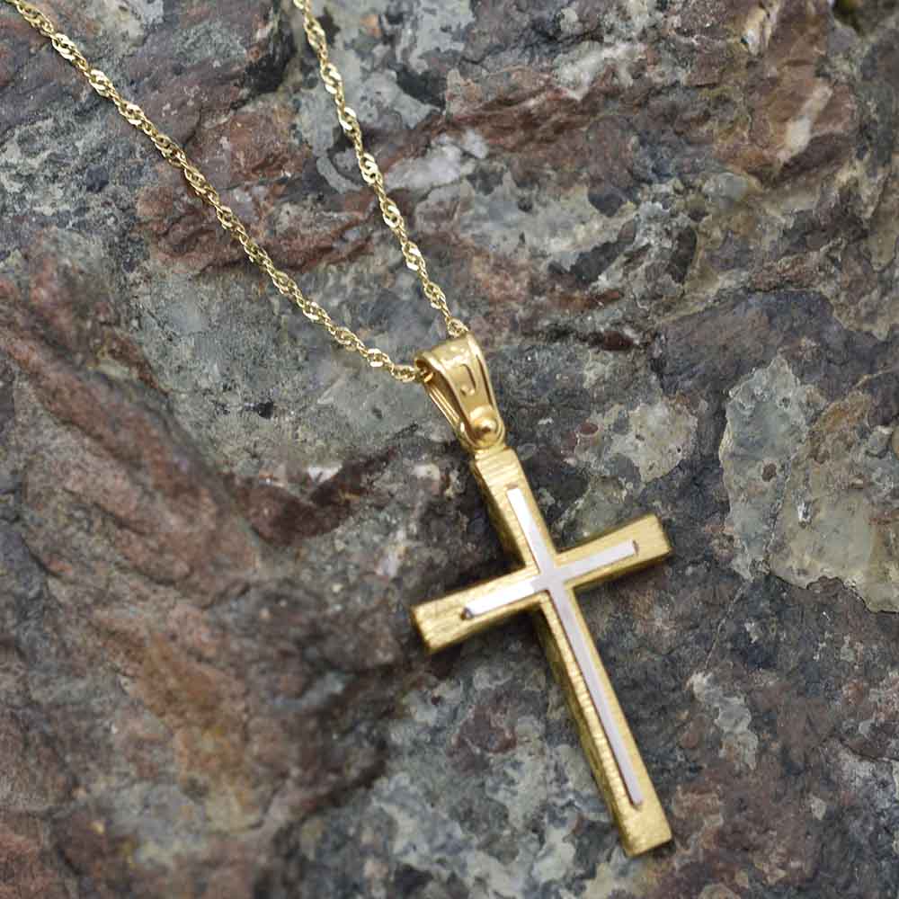 Δίχρωμος Χρυσός Σταυρός Κ14